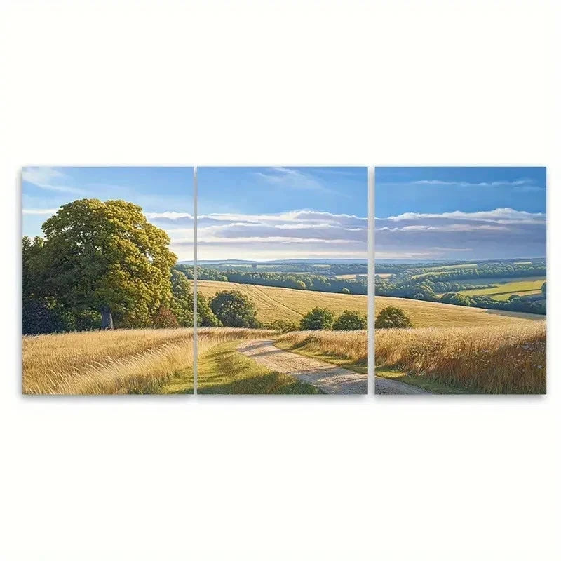 3pcs Chiltern Hills Landscape Art Capturing JI Wall Art Set Canvas Framed 50x70cm - High Quality Print 100% Australian Made Wall Canvas Ready to Hang - Bella Home Decor