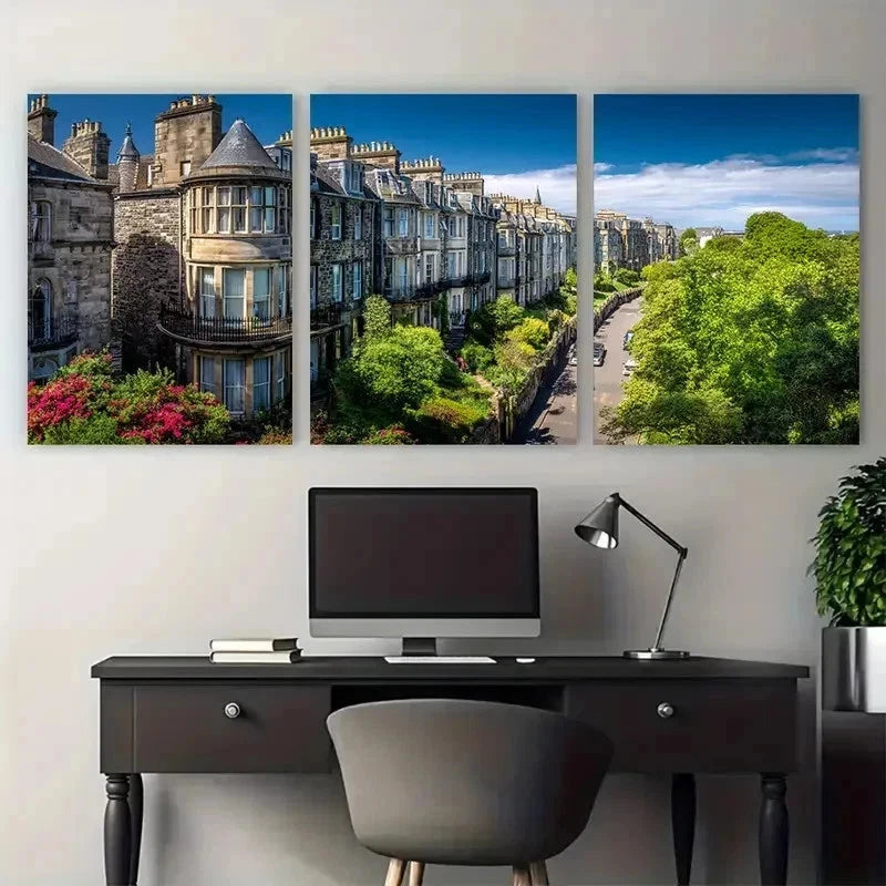 3pcs Andrews Cityscape Scotland Home Perfect Wall Art Set Canvas Framed 50x70cm - High Quality Print 100% Australian Made Wall Canvas Ready to Hang - Bella Home Decor