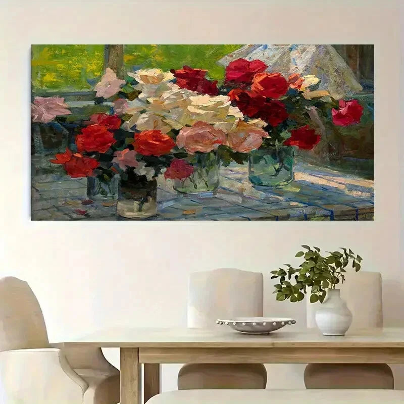 Colorful Flower Bouquet Roses Wall Art Canvas Office Home Room Framed 120x60cm