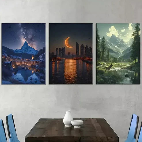 3pcs Modern Aesthetic Landscape Pine Wood Canvas Unframed - High Quality Print 100% Australian Made Wall Canvas