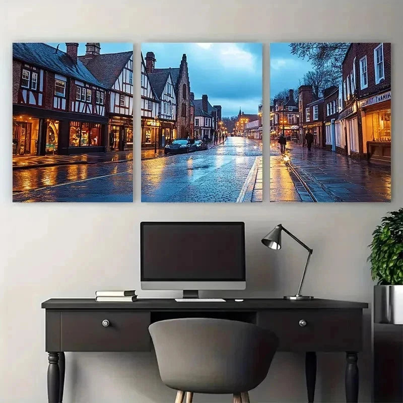 3pcs England Travel UK Modern Perfect Wall Art Set Canvas Framed 50x70cm - High Quality Print 100% Australian Made Wall Canvas Ready to Hang