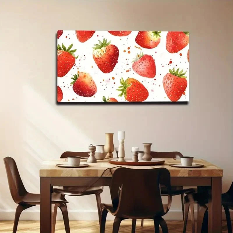 Fresh Strawberry Vibrant Red Wall Art Canvas Office Home Room Framed 120x60cm
