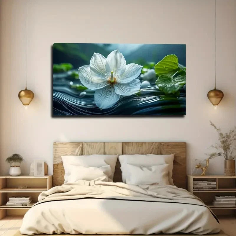 White Orchid Bohemian Wall Art Canvas Office Home Room Framed 120x60cm