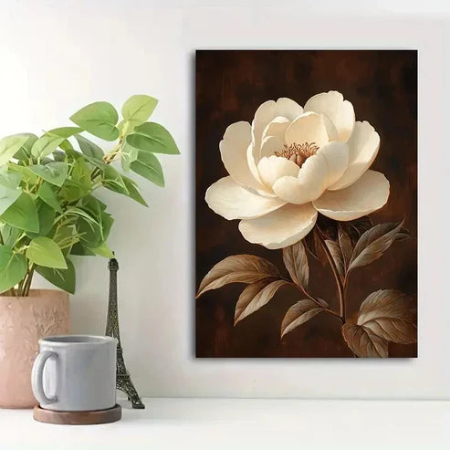 Beautiful Vintage Botanical Peony Painting 60x90cm Metal Print Ready to Hang