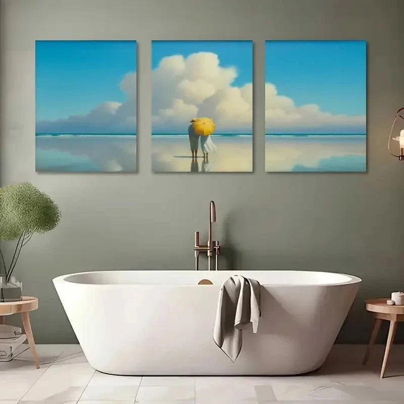 3pcs Serene Beach Canvas Wall Art Set Canvas Framed 40x60cm - High Quality Print 100% Australian Made Wall Canvas Ready to Hang