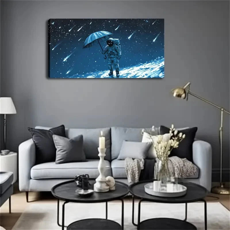 Abstract Astronaut Holding Wall Art Canvas Office Home Room Framed 120x60cm