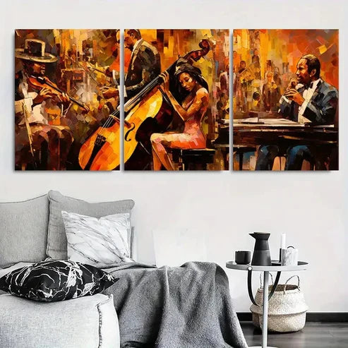 3pcs Vibrant Abstract Band Performance Wall Art Canvas Unframed - High Quality Print 100% Australian Made Wall Canvas