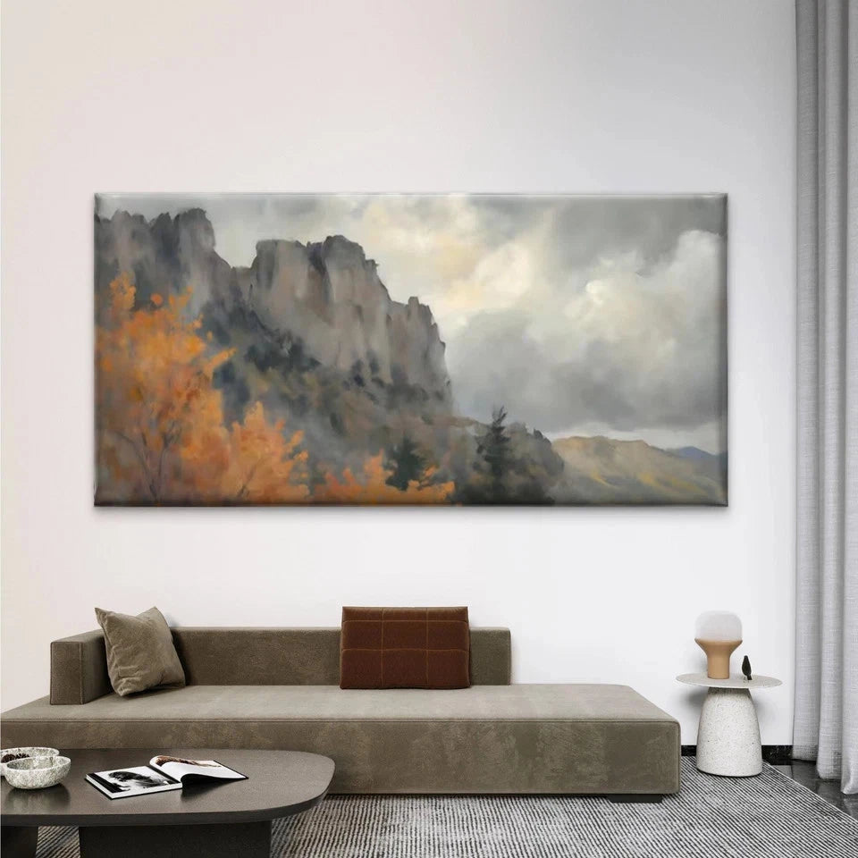 Autumn Mountain Landscape Wall Art Canvas Office Home Room Framed 120x60cm