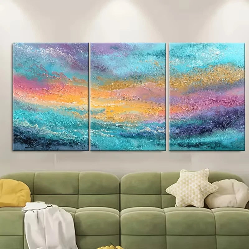 3pcs Abstract Seascape Oil Painting Wall Art Set Canvas Framed 40x60cm - High Quality Print 100% Australian Made Wall Canvas Ready to Hang - Bella Home Decor