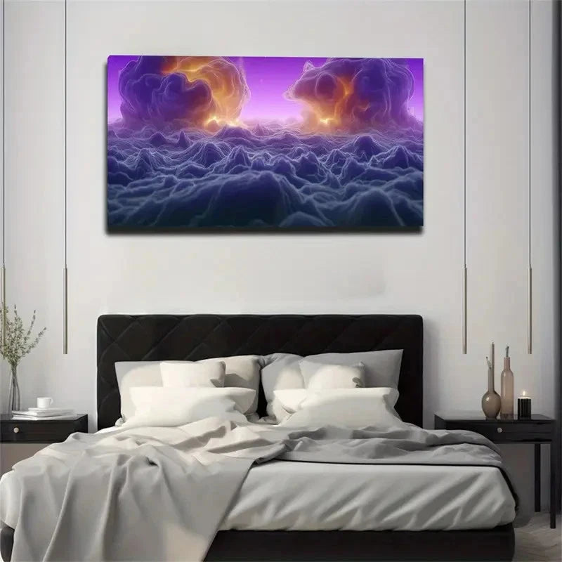 Cloud And Mists Emitting Yellow Wall Art Canvas Office Home Room Framed 120x60cm