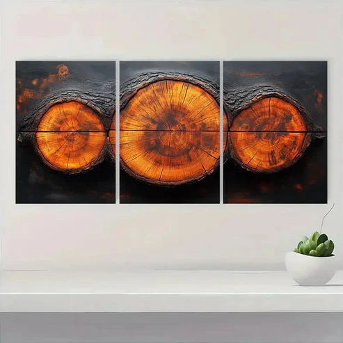3pcs Orange & Black Illustrations Tree Wall Art Canvas Unframed – High Quality Print 100% Australian Made Wall Canvas