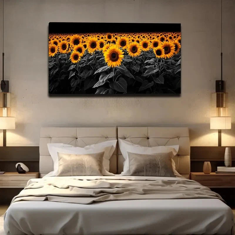 Vibrant Yellow & Orange Wall Art Canvas Office Home Room Framed 120x60cm