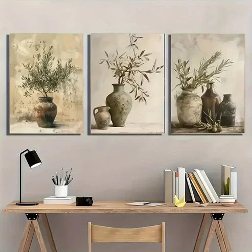 3pcs Vintage Olive Branch Wall Art Set Canvas Unframed – High Quality Print 100% Australian Made Wall Canvas