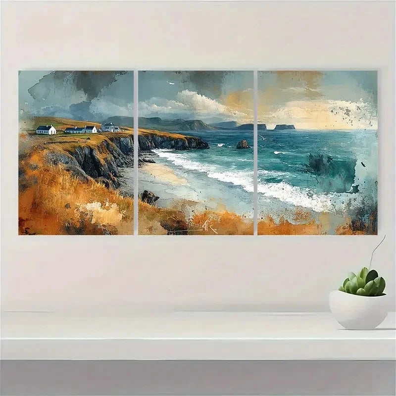 3pcs Dingle Peninsula Ireland Landscape ER Wall Art Set Canvas Framed 40x60cm - High Quality Print 100% Australian Made Wall Canvas Ready to Hang - Bella Home Decor
