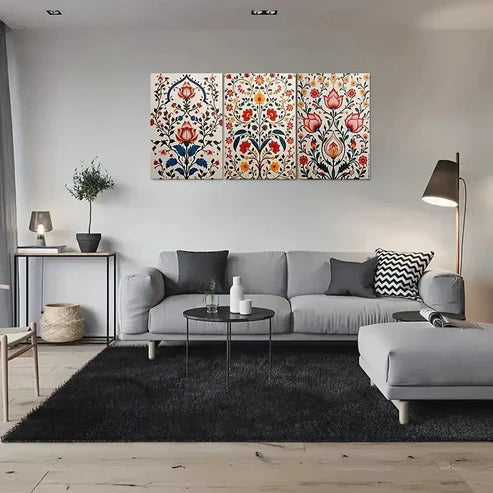 3pcs Colorful Floral Bohemian Wall Art Canvas Unframed - High Quality Print 100% Australian Made Wall Canvas - Bella Home Decor