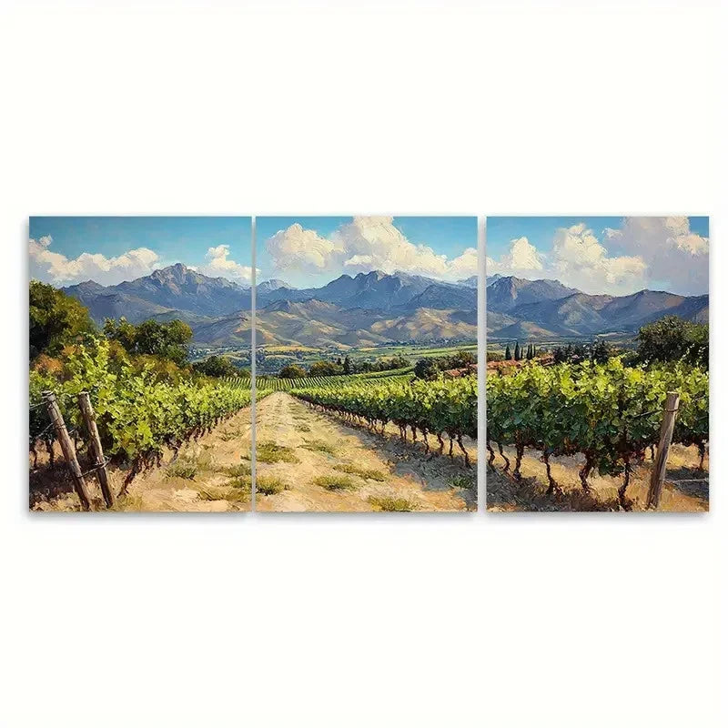 3pcs Napa Valley Painting California TY Wall Art Set Canvas Framed 40x60cm - High Quality Print 100% Australian Made Wall Canvas Ready to Hang - Bella Home Decor