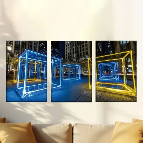 3pcs Sports Facilities in Dopamine Colors Wall Art Set Canvas Unframed – High Quality Print 100% Australian Made Wall Canvas