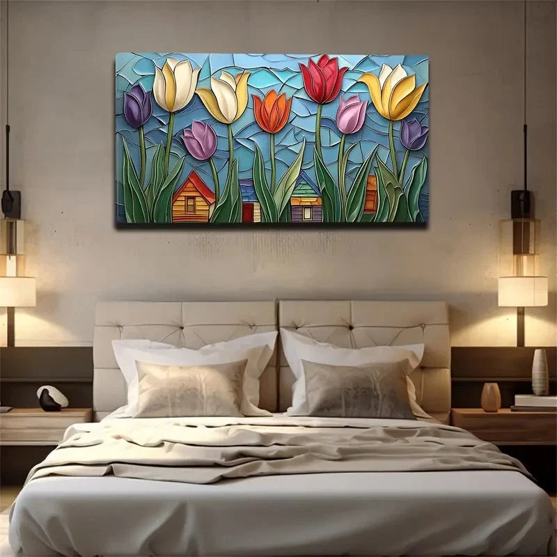 Blue Fragment Pattern Suitable Wall Art Canvas Office Home Room Framed 120x60cm