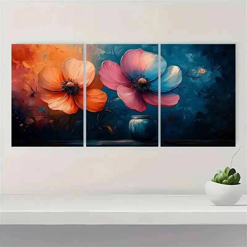 3pcs Texture Floral Art Painting TY Wall Art Set Canvas Framed 60x90cm - High Quality Print 100% Australian Made Wall Canvas Ready to Hang