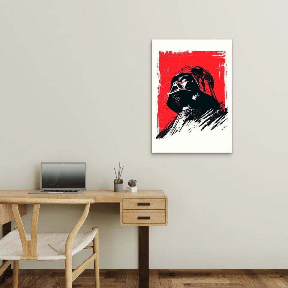 Dark Masked Commander Looking Upward 40x60cm Metal Print Ready to Hang