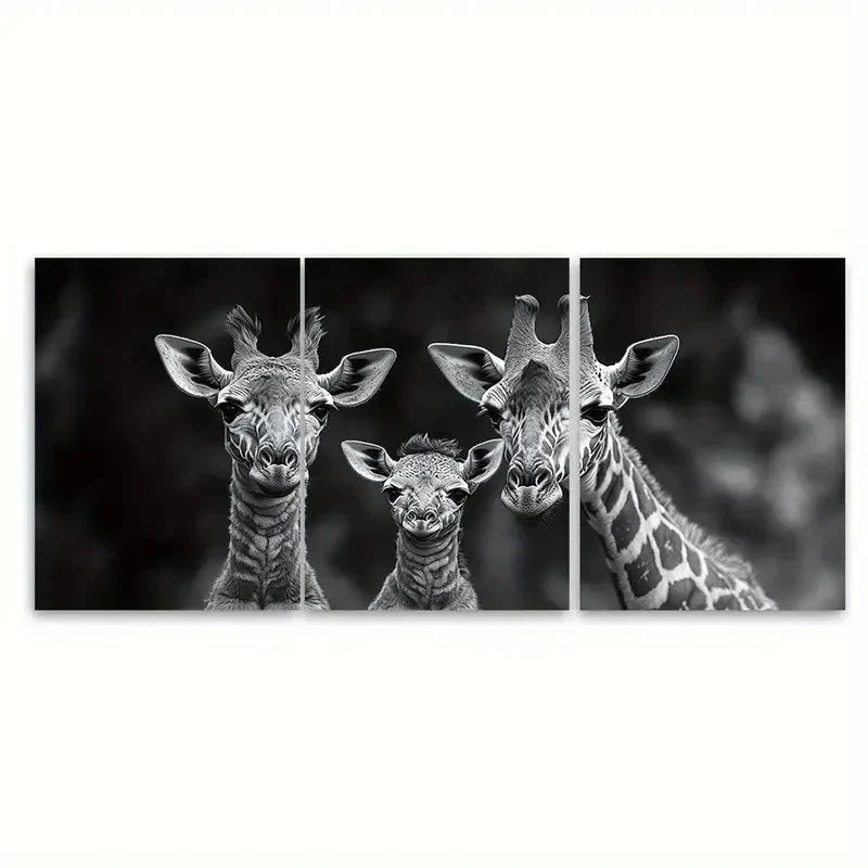 3pcs Giraffe Family Mother Father Baby RI Wall Art Set Canvas Framed 40x60cm - High Quality Print 100% Australian Made Wall Canvas Ready to Hang - Bella Home Decor