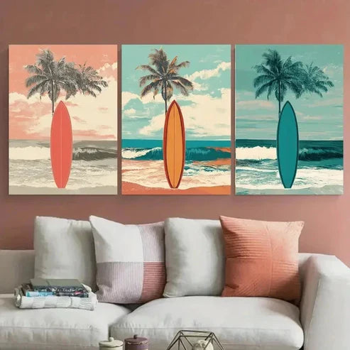 3pcs Ocean Aesthetic Trendy Beach Décor Perfect Wall Art Canvas Unframed – High Quality Print 100% Australian Made Wall Canvas