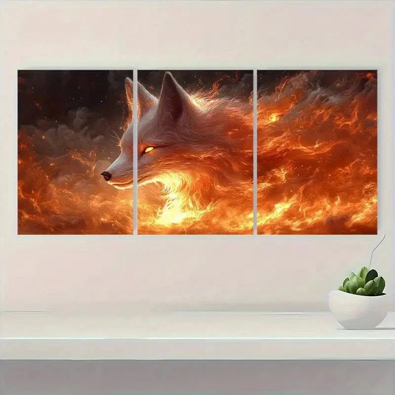 3pcs Anime Nine-Tailed Fox I Wall Art Set Canvas Framed 50x70cm - High Quality Print 100% Australian Made Wall Canvas Ready to Hang - Bella Home Decor