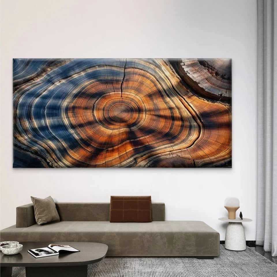 Abstract Tree Rings Wall Art Canvas Office Home Room Framed 120x60cm