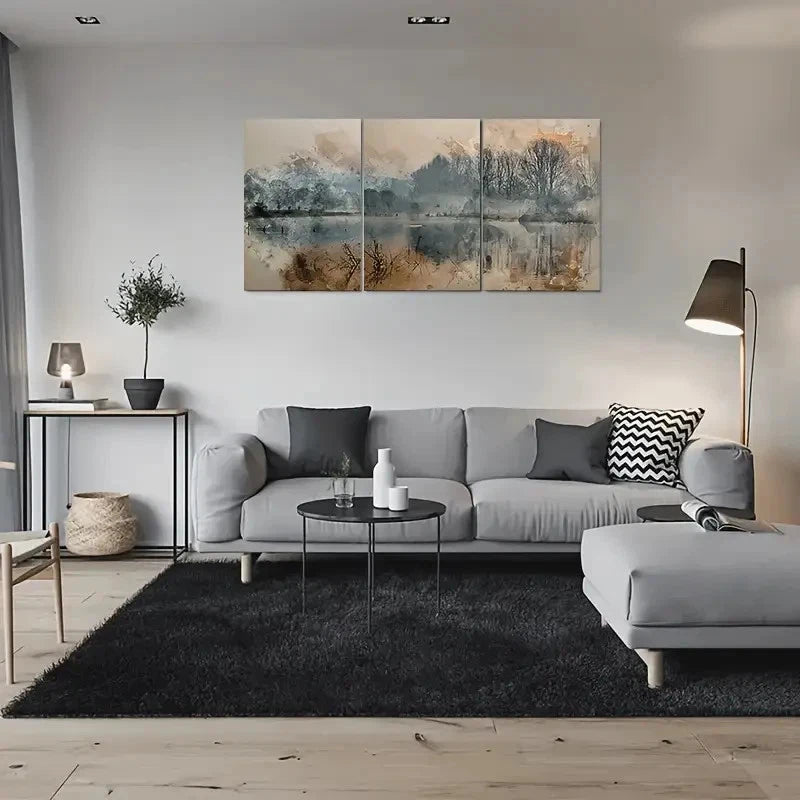 3pcs Abstract Landscape Brown and Beige Themed Wall Art Set Canvas Framed 40x60cm - High Quality Print 100% Australian Made Wall Canvas Ready to Hang - Bella Home Decor