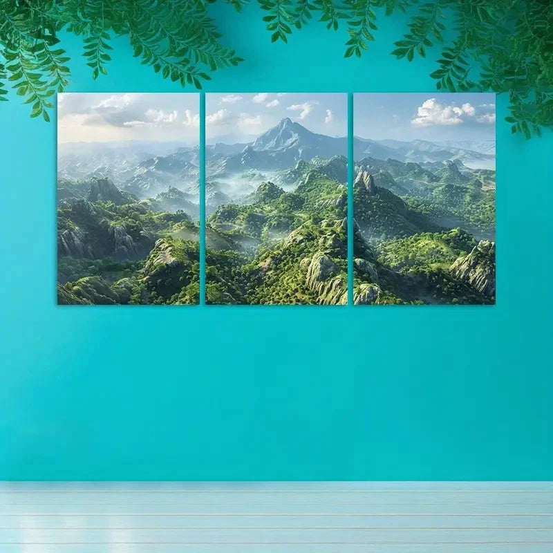 3pcs Cinematic Aerial Mountains of Australia Wall Art Set Canvas Framed 50x70cm - High Quality Print 100% Australian Made Wall Canvas Ready to Hang - Bella Home Decor