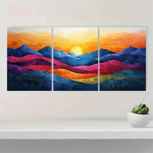 3pcs DustinWay Abstract Landscape Wall Art Canvas Unframed - High Quality Print 100% Australian Made Wall Canvas - Bella Home Decor
