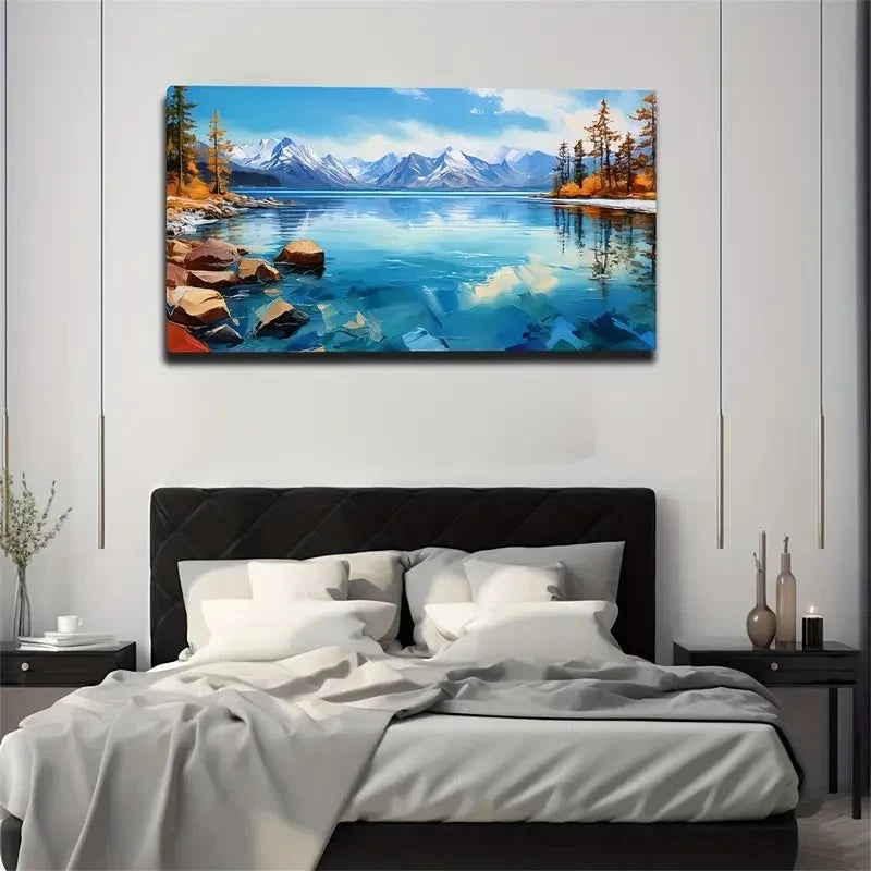 The Distant Snow Mountains Wall Art Canvas Office Home Room Framed 120x60cm