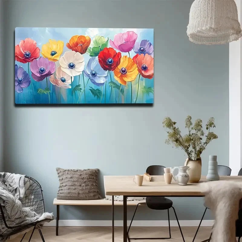 Vibrant Poppy Design In Red Wall Art canvas office home room framed 120x60cm - Bella Home Decor