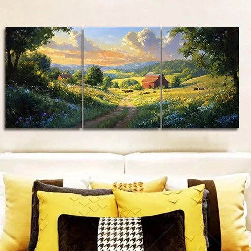 3 PCS Rural Scene Nature Wall Art Set Canvas Unframed - High Quality Print 100% Australian Made Wall Canvas - Bella Home Decor