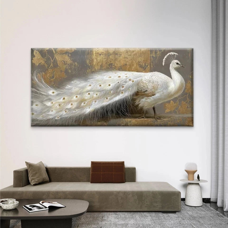 White Pea Rooster Wall Art Canvas Office Home Room Framed 120x60cm