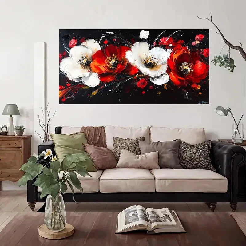 Modern Abstract Floral Wall Art Canvas Office Home Room Framed 120x60cm