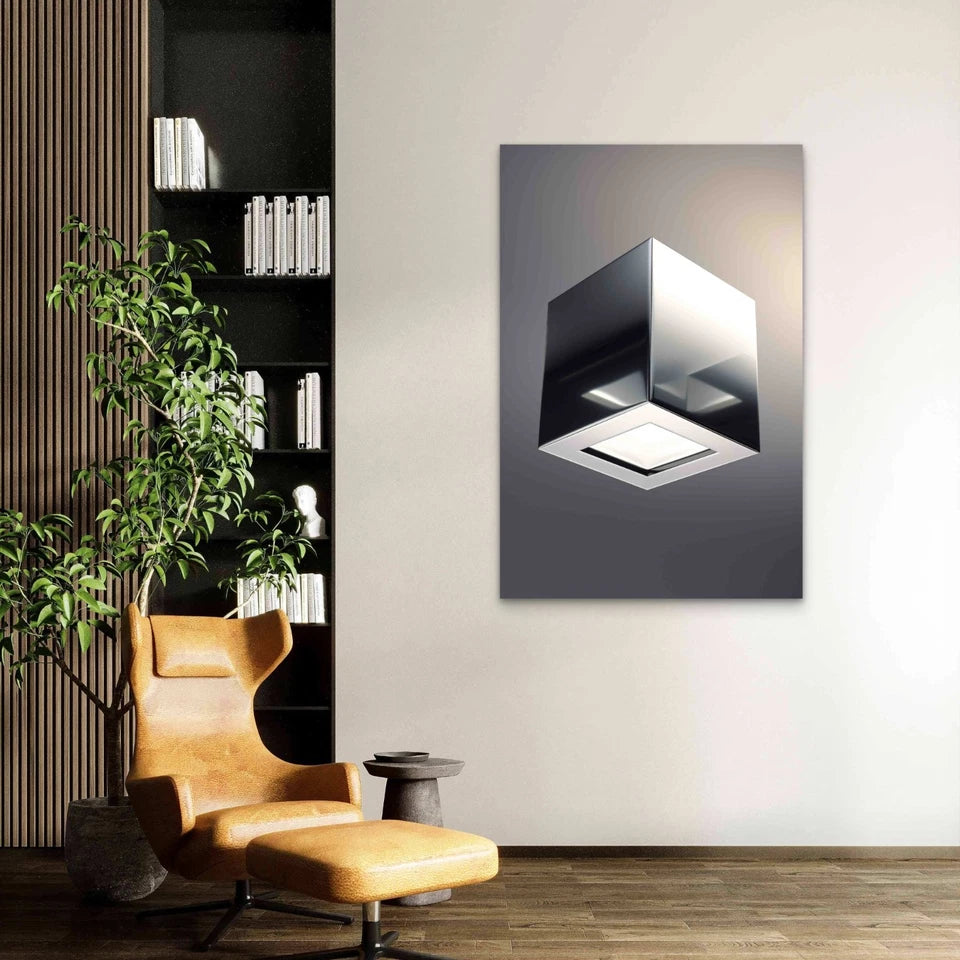 Abstract Metallic Cube 60×90cm Metal Print Ready to Hang