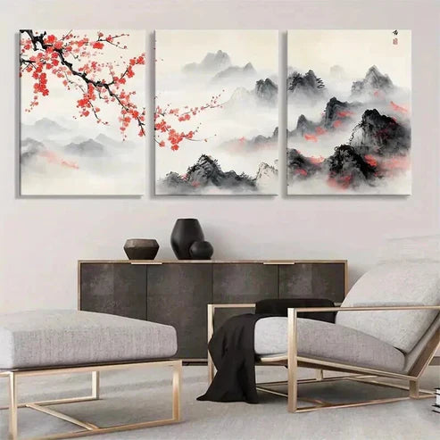 3pcs Traditional Chinese Traditional Wall Art Canvas Unframed - High Quality Print 100% Australian Made Wall Canvas
