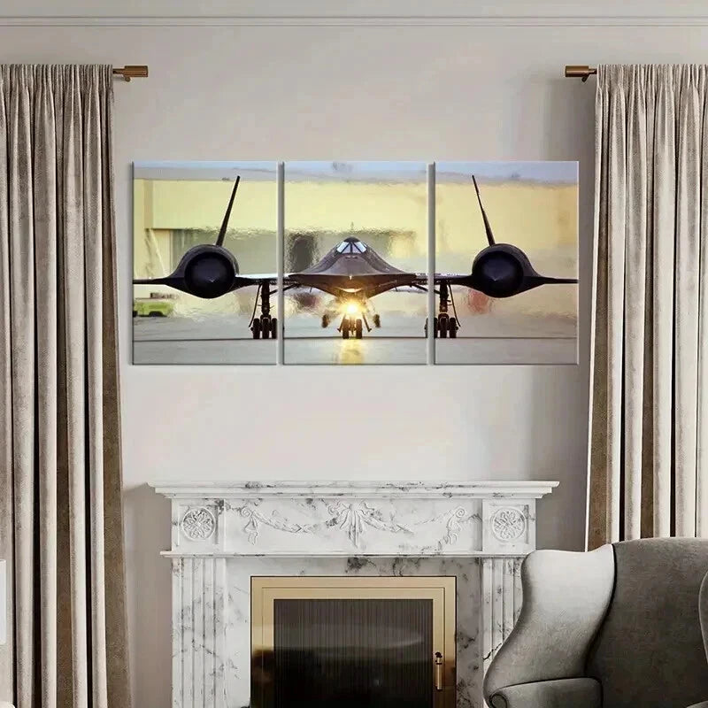 3pcs Military Fighter Jets Design Wall Art Set Canvas Framed 40x60cm - High Quality Print 100% Australian Made Wall Canvas Ready to Hang - Bella Home Decor