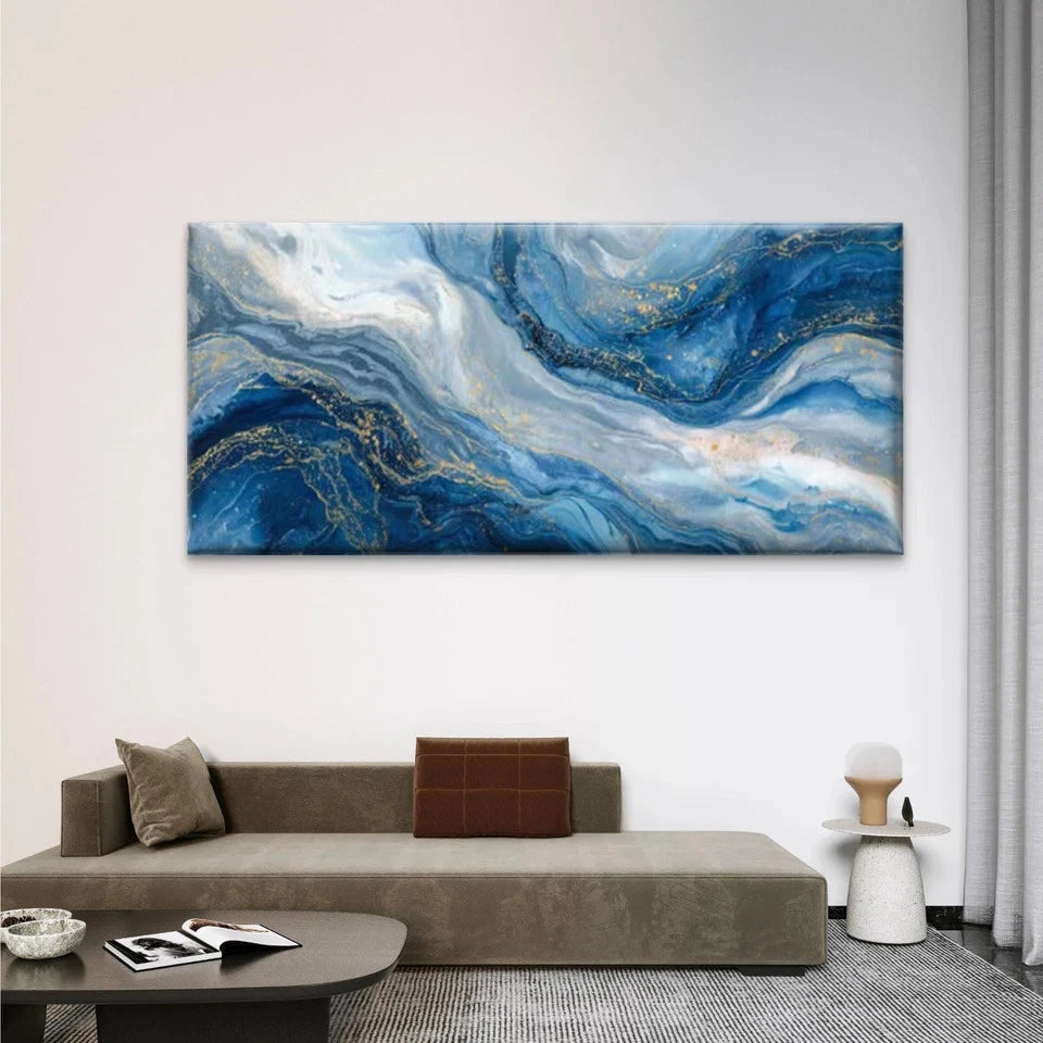 Abstract Marble-like Golden Wall Art Canvas Office Home Room Framed 120x60cm