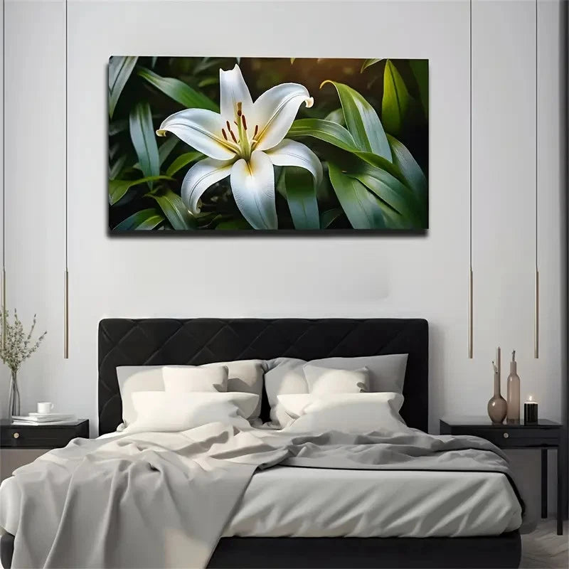 Blooming Lily Oil Wall Art Canvas Office Home Room Framed 120x60cm