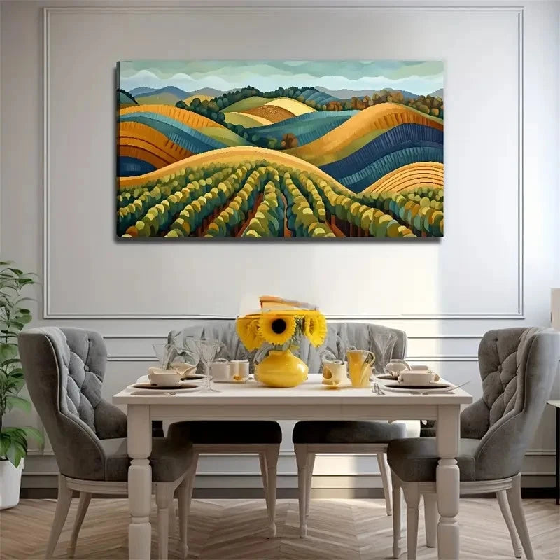 Abstract Vineyard Suitable Wall Art Canvas Office Home Room Framed 120x60cm