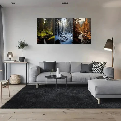 3pcs Seasonal Forest Path Nature Landscape Wall Art Canvas Unframed - High Quality Print 100% Australian Made Wall Canvas