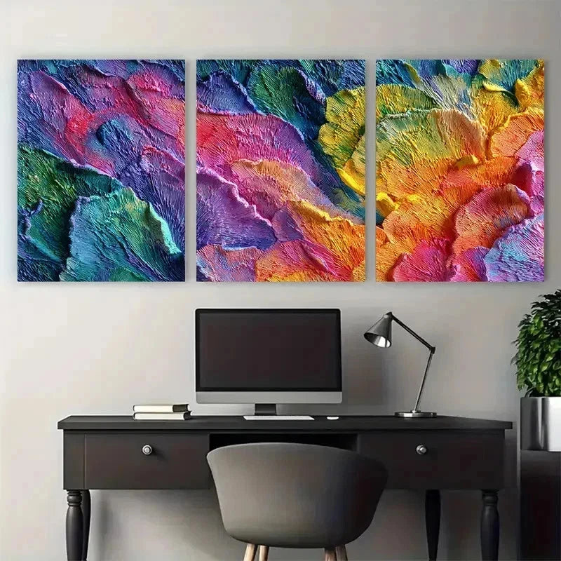 3pcs Sunset Mountain Impressionist Perfect Wall Art Set Canvas Framed 50x70cm - High Quality Print 100% Australian Made Wall Canvas Ready to Hang