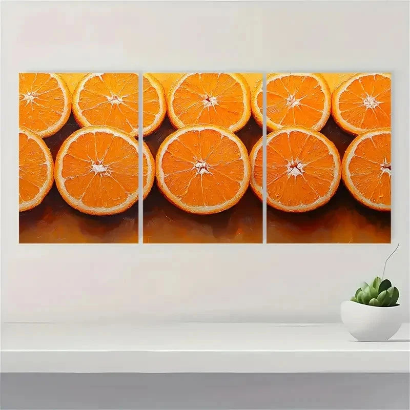 3pcs Orange Slices Fruits OS Wall Art Set Canvas Framed 40x60cm - High Quality Print 100% Australian Made Wall Canvas Ready to Hang - Bella Home Decor