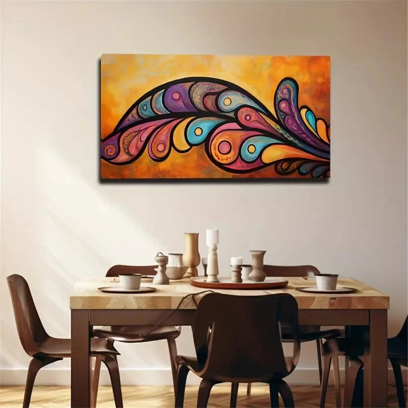 Abstract Orange Purple Yellow Wall Art Canvas Office Home Room Framed 120x60cm