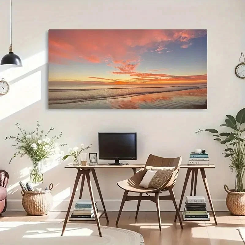 Sunrise At Cumberland Seashore Wall Art Canvas Office Home Room Framed 120x60cm