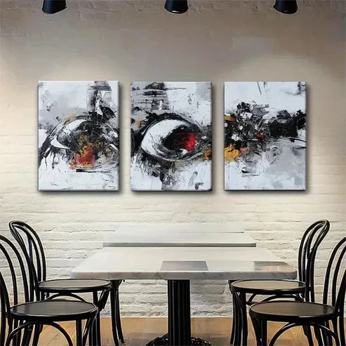 3pcs Black and White Geometric Design Perfect Wall Art Set Canvas Unframed - High Quality Print 100% Australian Made Wall Canvas - Bella Home Decor