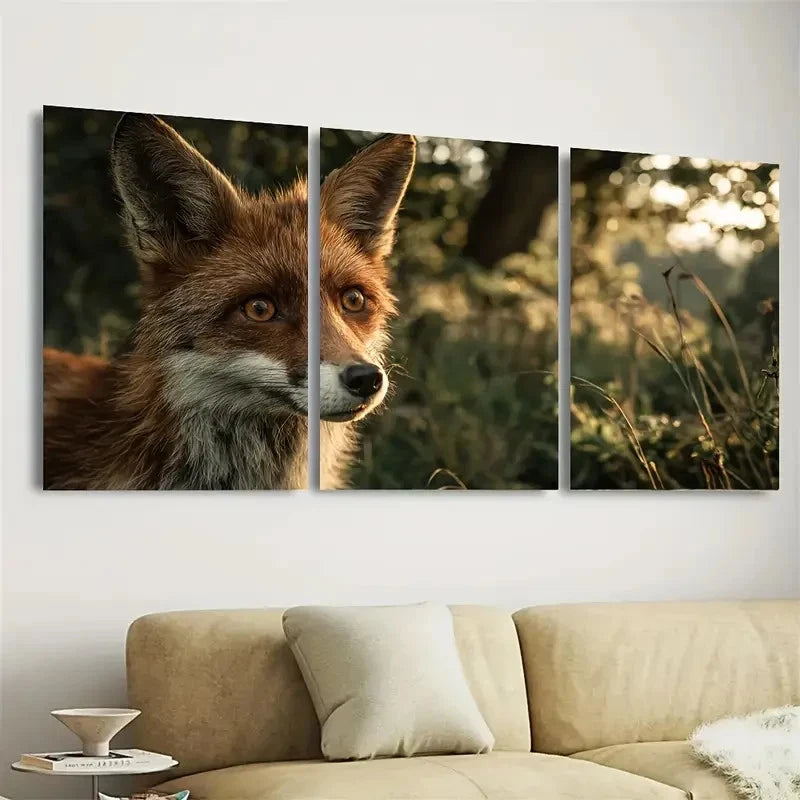 3pcs Farm Style, beautiful fox incarnation Wall Art Set Canvas Framed 60x90cm - High Quality Print 100% Australian Made Wall Canvas Ready to Hang