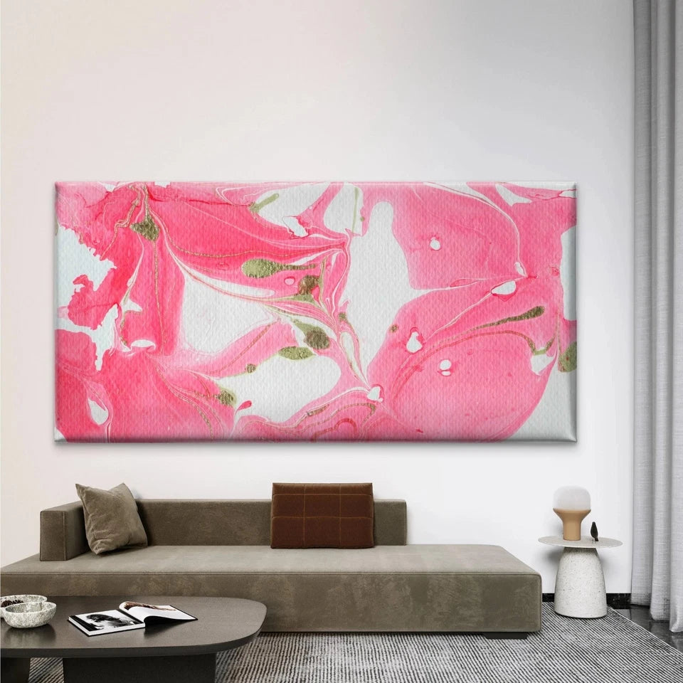 Pink Abstract Watercolor Wall Art Canvas Office Home Room Framed 120x60cm
